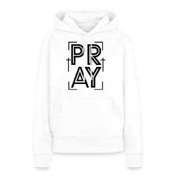 prier - Sweat à capuche Premium bio Femme - blanc - Devant - Julia (174cm)