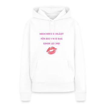 Mein Herz schlägt für dich wie das einer Leiche! - Frauen Premium Bio Hoodie - Weiß - Vorne - Julia (174cm)