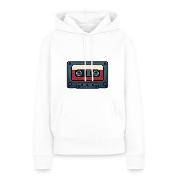Cassette rétro Bande audio - Sweat à capuche Premium bio Femme - blanc - Devant - Julia (174cm)