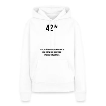 42* - Frauen Premium Bio Hoodie - Weiß - Vorne - Julia (174cm)