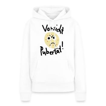 Vorsicht Pubertät - Frauen Premium Bio Hoodie - Weiß - Vorne - Julia (174cm)