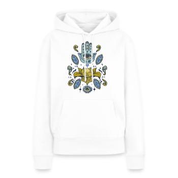 Lotus de Fatima - Sweat à capuche Premium bio Femme - blanc - Devant - Julia (174cm)