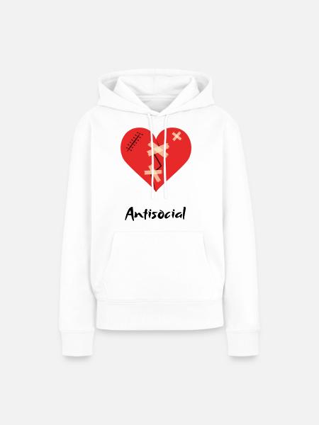 Antisocial Heart - Frauen Premium Bio Hoodie - Weiß