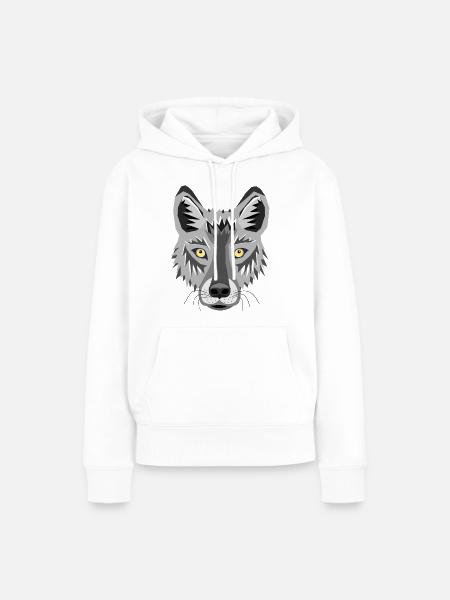 Wolfskopf - Comicstil. - Frauen Premium Bio Hoodie - Weiß