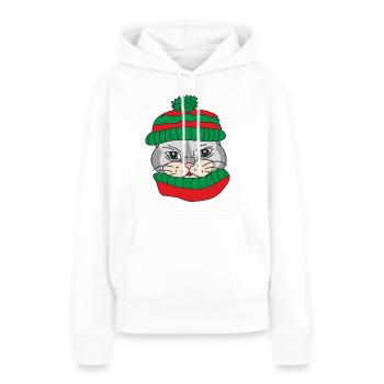 Chat mignon - Sweat à capuche Premium bio Femme - blanc - Devant - Julia (174cm)