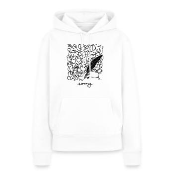 Lettre d’excuse/d’excuse - Sweat à capuche Premium bio Femme - blanc - Devant - Julia (174cm)