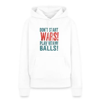 Pas de guerres - Sweat à capuche Premium bio Femme - blanc - Devant - Julia (174cm)