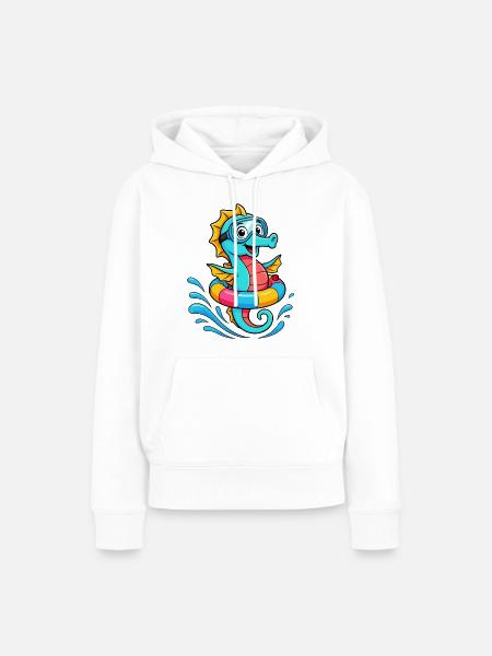 Lustiges Seepferd - Frauen Premium Bio Hoodie - Weiß