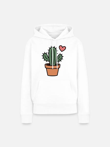 Kaktus - Frauen Premium Bio Hoodie - Weiß