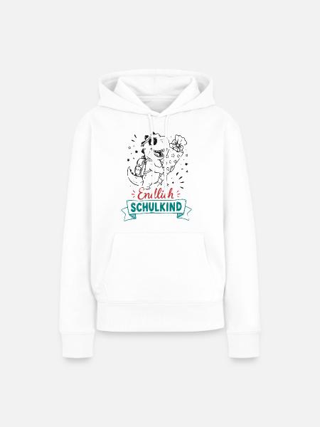 Endlich Schulkind Dino - Frauen Premium Bio Hoodie - Weiß