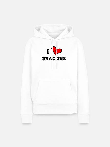 Ich liebe Drachen - Frauen Premium Bio Hoodie - Weiß