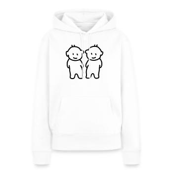 Zwillinge - Twins - Line - Frauen Premium Bio Hoodie - Weiß - Vorne - Julia (174cm)
