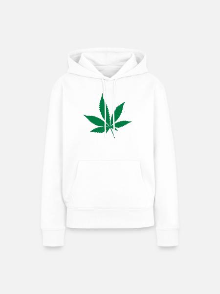 Hanfblatt 2 - Frauen Premium Bio Hoodie - Weiß