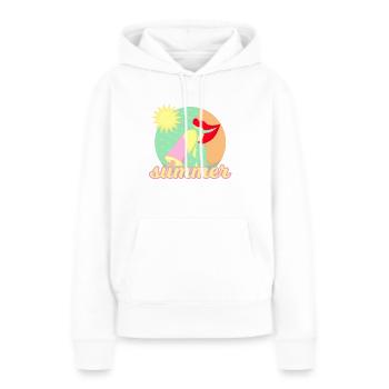 Été, soleil, glace - lèvres rouges manger une glace - Sweat à capuche Premium bio Femme - blanc - Devant - Julia (174cm)