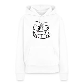 tête face au mal le mal - Sweat à capuche Premium bio Femme - blanc - Devant - Julia (174cm)