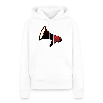 porte voix haut parleur megaphone - Sweat à capuche Premium bio Femme - blanc - Devant - Julia (174cm)