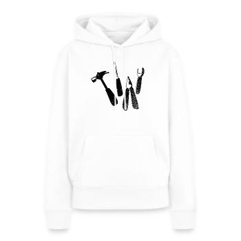Outil Marteau Pince Clé Clé - Sweat à capuche Premium bio Femme - blanc - Devant - Julia (174cm)