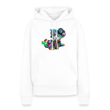 Farbenfrohe Katze - Frauen Premium Bio Hoodie - Weiß - Vorne - Julia (174cm)