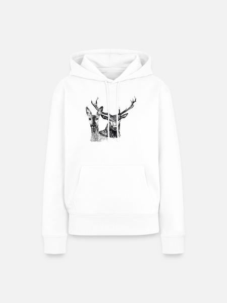 Hirsche und Rehe - Frauen Premium Bio Hoodie - Weiß