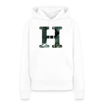 Lettre h marbré vert - Sweat à capuche Premium bio Femme - blanc - Devant - Julia (174cm)