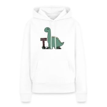 Dino Théo - Sweat à capuche Premium bio Femme - blanc - Devant - Julia (174cm)