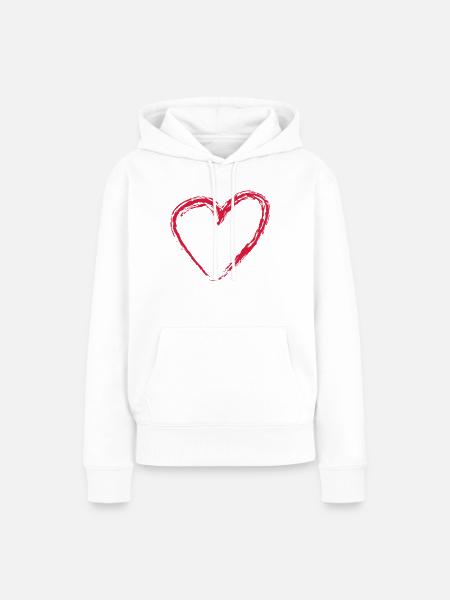 Herz Scratch Groß - Frauen Premium Bio Hoodie - Weiß
