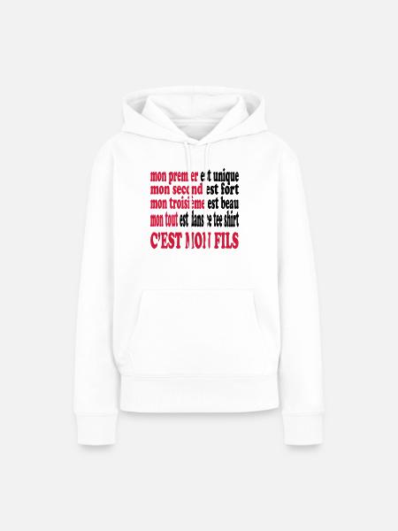 Mon fils est beau - Frauen Premium Bio Hoodie - Weiß