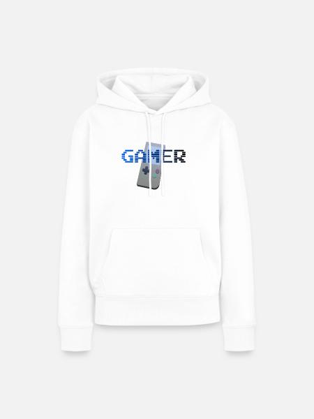 Retro-Gaming-Spieler - Frauen Premium Bio Hoodie - Weiß