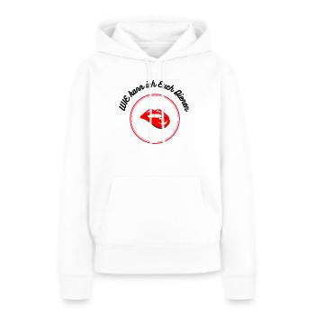 Wie kann ich euch Dienen - Frauen Premium Bio Hoodie - Weiß - Vorne - Julia (174cm)