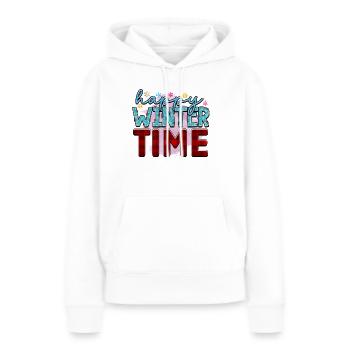 happy Winter time - Sweat à capuche Premium bio Femme - blanc - Devant - Julia (174cm)
