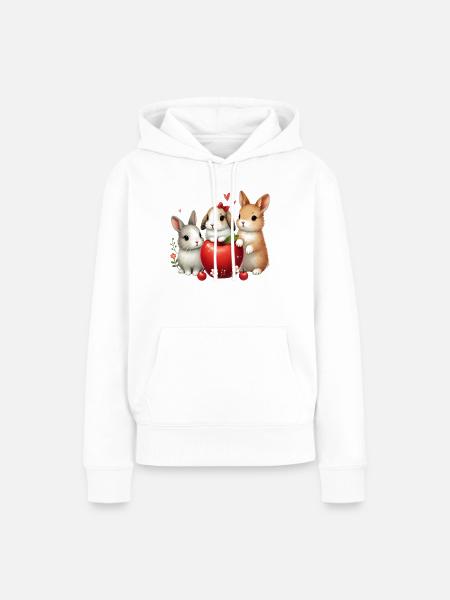 Rabbit - Frauen Premium Bio Hoodie - Weiß