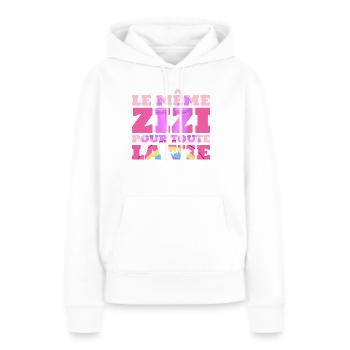 LE MEME ZIZI POUR TOUTE LA VIE EVJF FUTURE MARIÉE - Sweat à capuche Premium bio Femme - blanc - Devant - Julia (174cm)