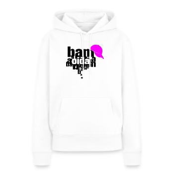 bam bam oida - Sweat à capuche Premium bio Femme - blanc - Devant - Julia (174cm)