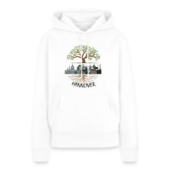 Enracinée à Hanovre - J'aime ma ville - Sweat à capuche Premium bio Femme - blanc - Devant - Julia (174cm)