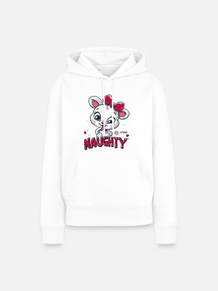 Unartig und niedlich - Frauen Premium Bio Hoodie - Weiß