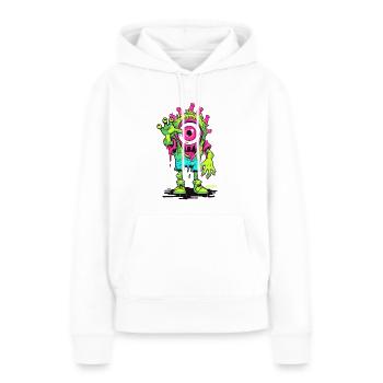 Big Eye : Figurine extraterrestre Cyclop Street Art - Sweat à capuche Premium bio Femme - blanc - Devant - Julia (174cm)