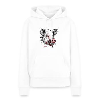 Grandes cicatrices : Cochon zombie blanc - Sweat à capuche Premium bio Femme - blanc - Devant - Julia (174cm)