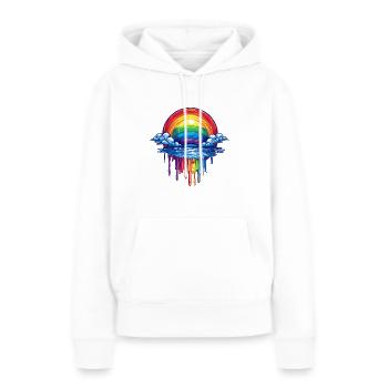 Wolken- und Regenbogen-Portal - Frauen Premium Bio Hoodie - Weiß - Vorne - Julia (174cm)