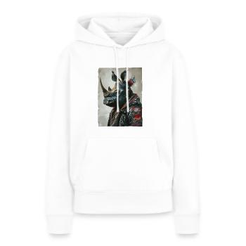 Patriotischer Punk-Nashorn - Frauen Premium Bio Hoodie - Weiß - Vorne - Julia (174cm)