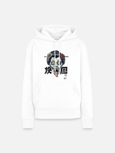 Horror Zombie Geisha - Frauen Premium Bio Hoodie - Weiß