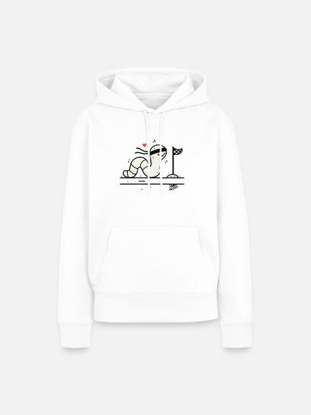 Langsame Wurmrennen Ziellinie - Frauen Premium Bio Hoodie - Weiß