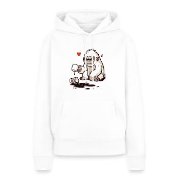 Un petit gorille renverse du café - Sweat à capuche Premium bio Femme - blanc - Devant - Julia (174cm)