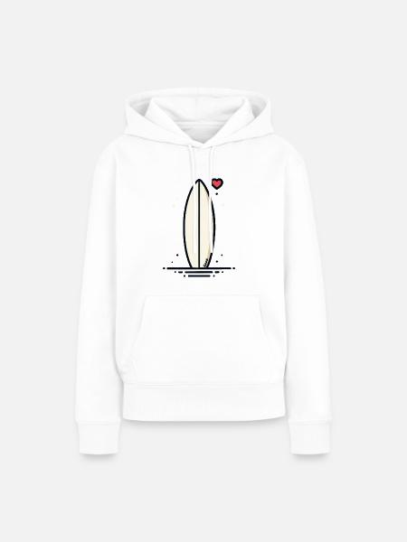 Retro Surfbrett mit Herz - Frauen Premium Bio Hoodie - Weiß