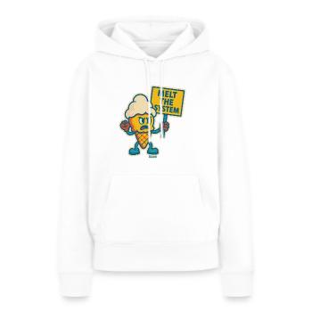 Rebellisches Eis mit „Das System schmelzen“ - Frauen Premium Bio Hoodie - Weiß - Vorne - Julia (174cm)