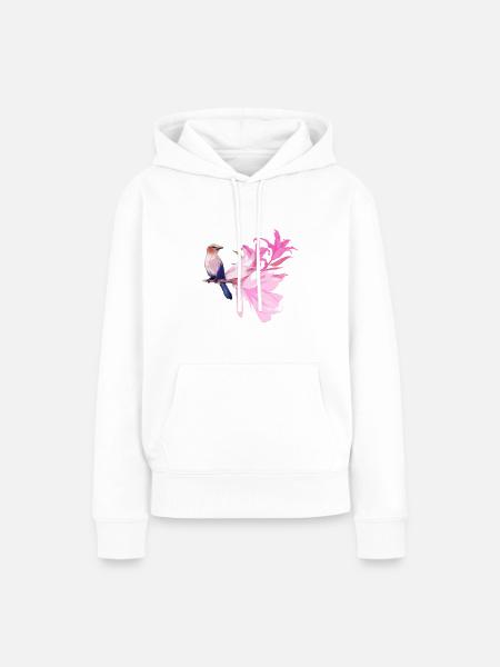 Vogel mit Blüten - Frauen Premium Bio Hoodie - Weiß