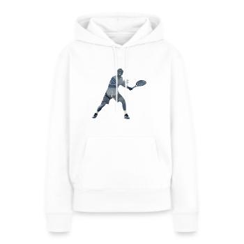 Tennis Motiv mit Doppelbelichtungs Effekt - Frauen Premium Bio Hoodie - Weiß - Vorne - Julia (174cm)