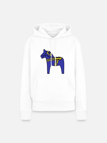 Dalahäst caballo caballo de madera Suecia idea de regalo - Ekologisk premiumluvtröja dam - vit