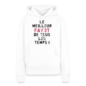 Fayot / Fayote / Humour / Prof / Ecole / Patron - Sweat à capuche Premium bio Femme - blanc - Devant - Julia (174cm)