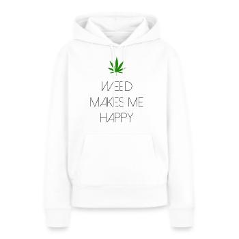 l’herbe me rend heureux cannabis marijuana - Sweat à capuche Premium bio Femme - blanc - Devant - Julia (174cm)