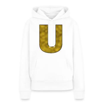 Letter U Gold - Women’s Premium Organic Hoodie - white - Front - Julia (174cm)